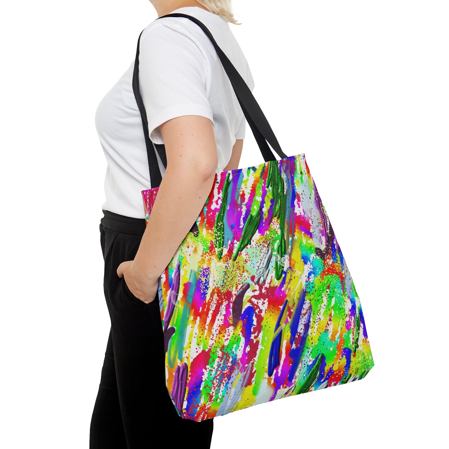 Rainbow Pride abstract art tote bag