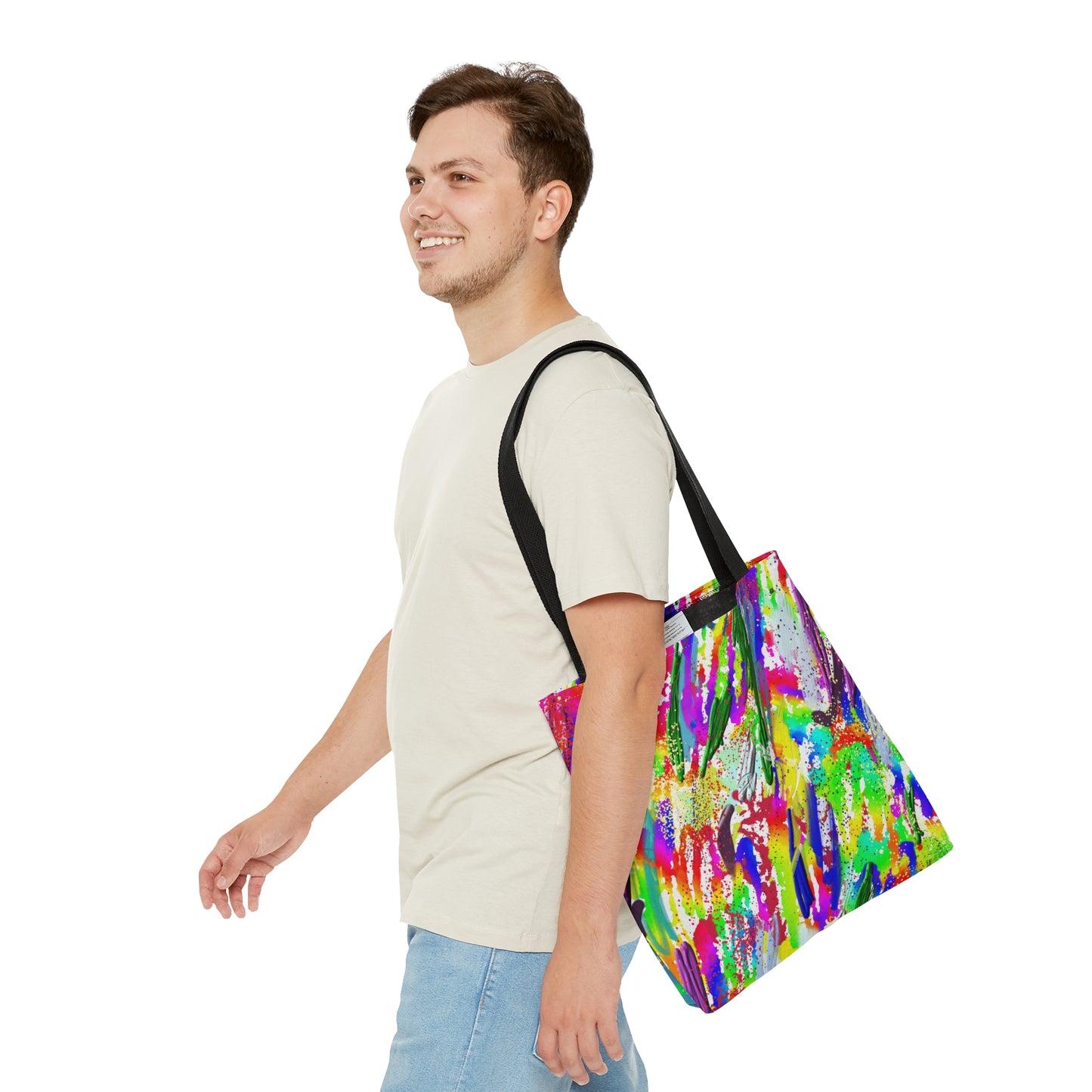 Rainbow Pride abstract art tote bag