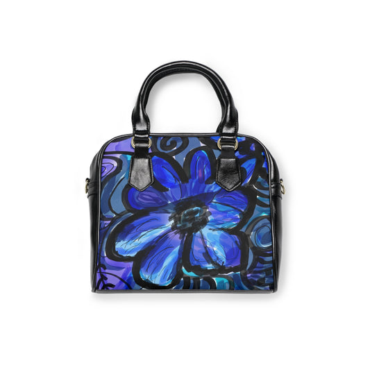 Blue flower art Shoulder Handbag