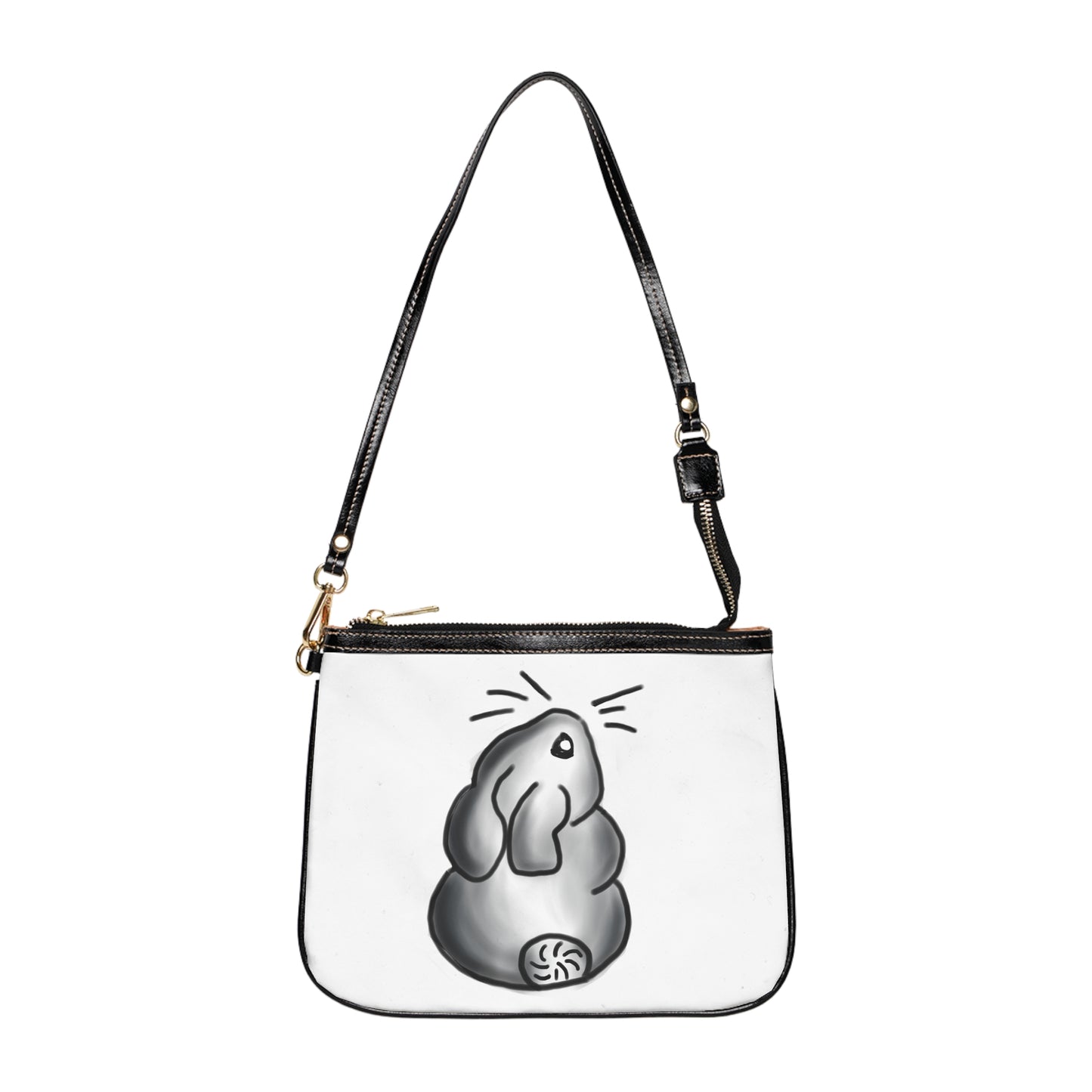 Black and grey bunny art Small Shoulder Bag