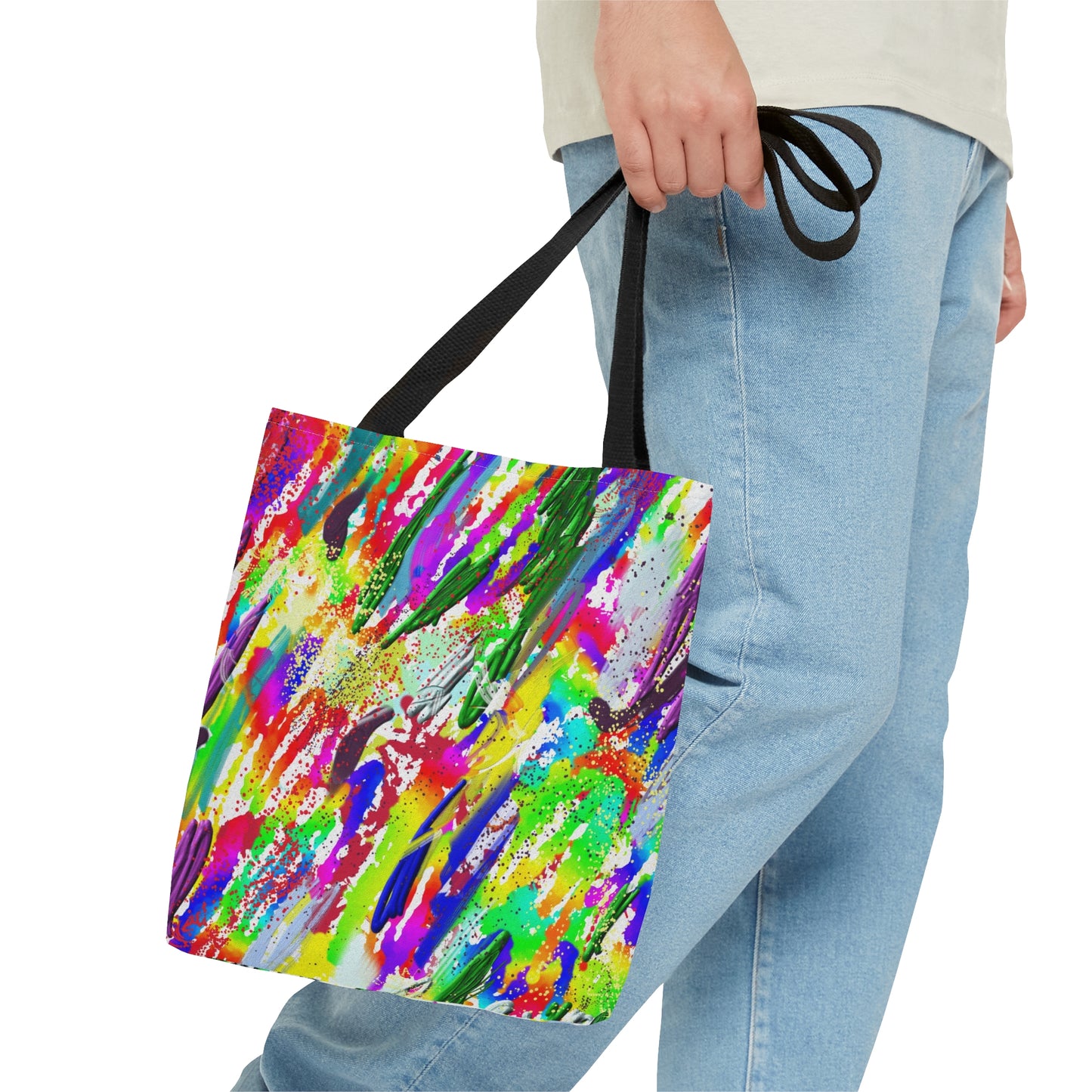 Rainbow Pride abstract art tote bag