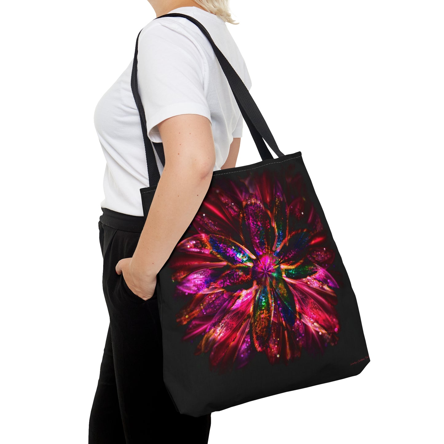 Whimsical neon pink flower art Tote Bag