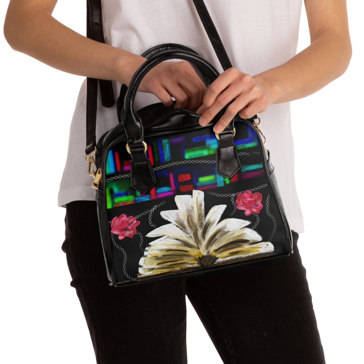 whimsical library Shoulder Handbag