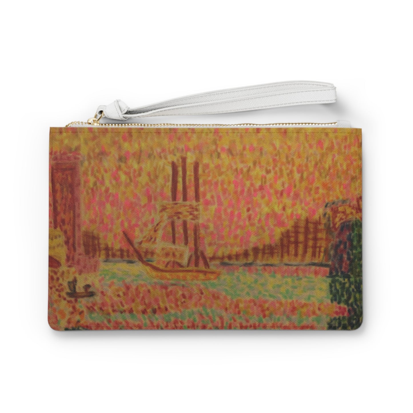 Golden sky sail boat Clutch Bag