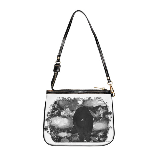 Black bunny art small shoulder bag