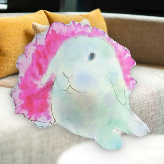 White bunny Holland lop pillow art
