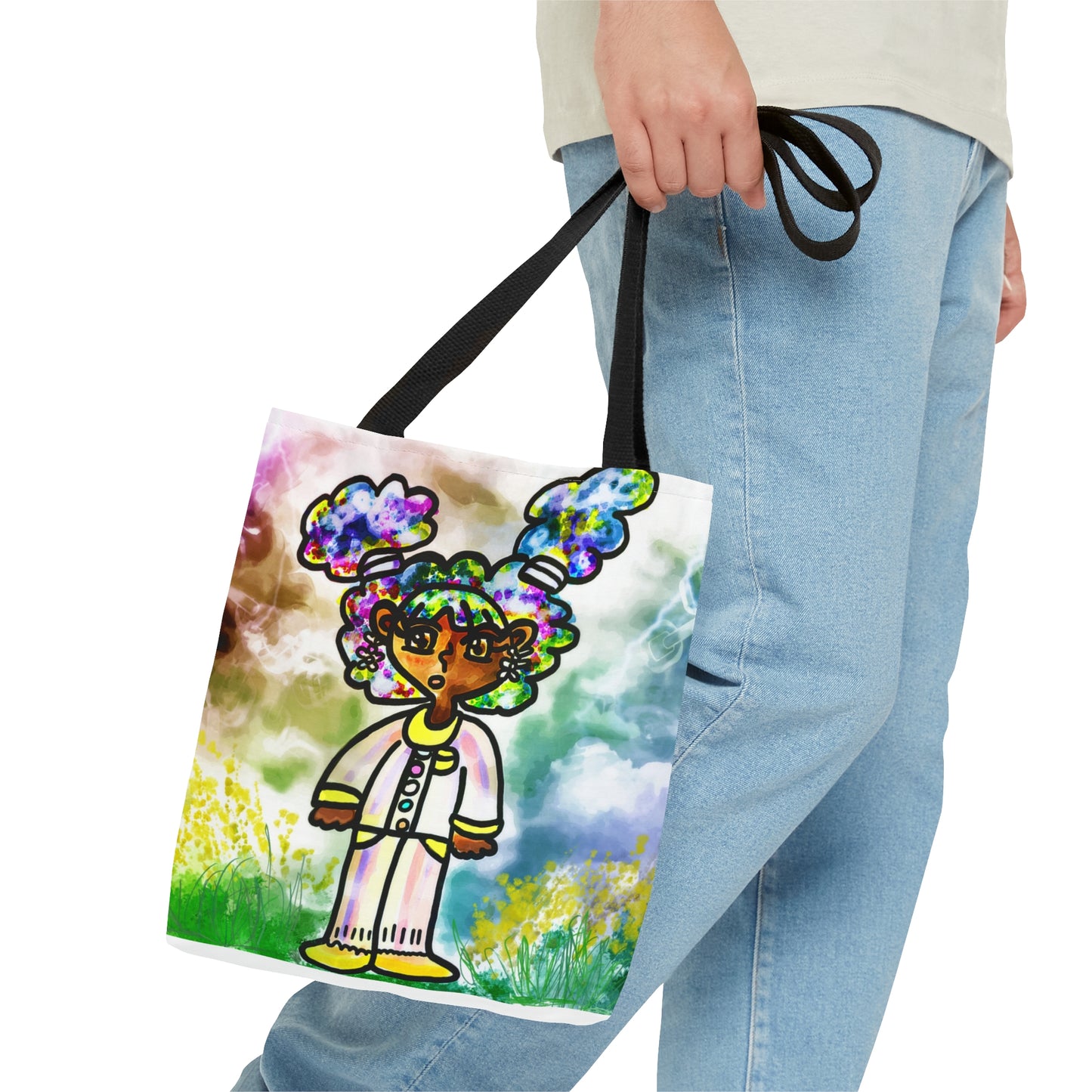 Cartoon PJ storm girl art Tote Bag