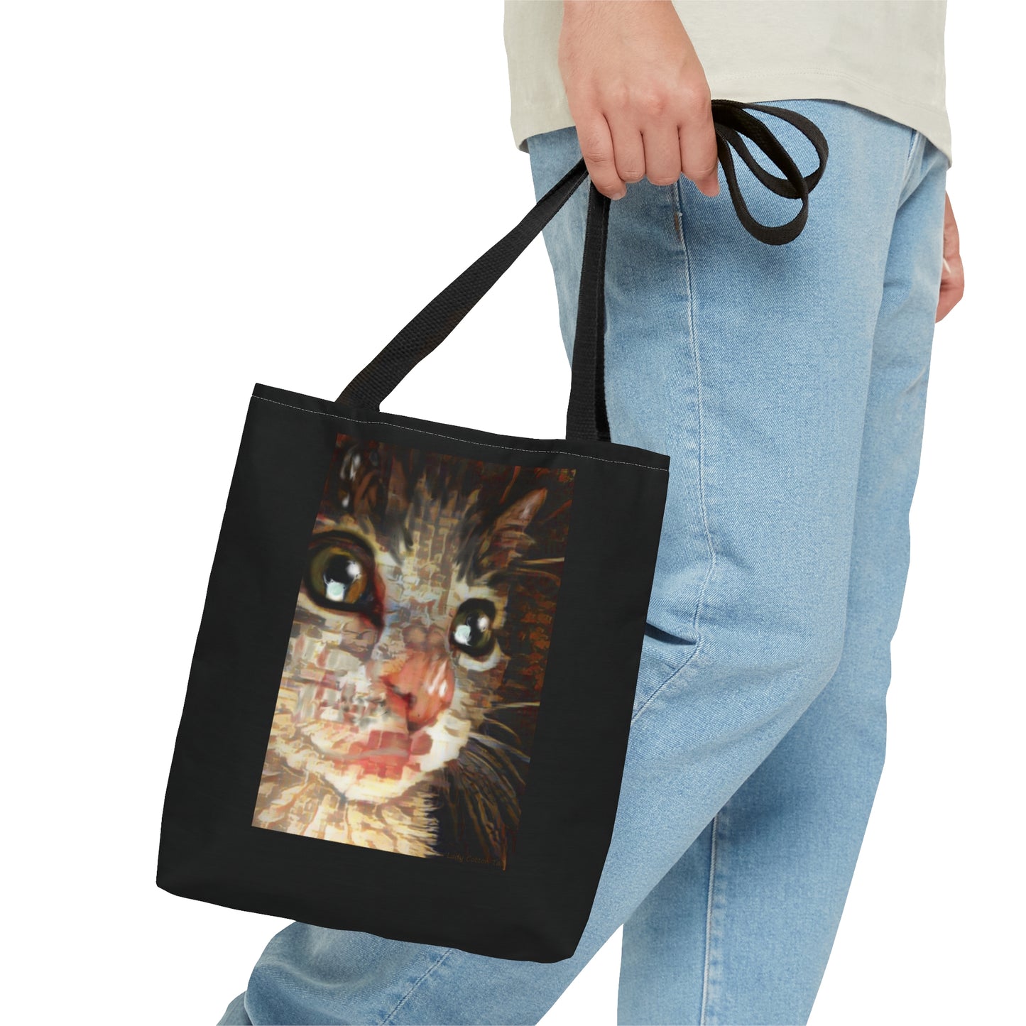 Impressionism cat art tote bag