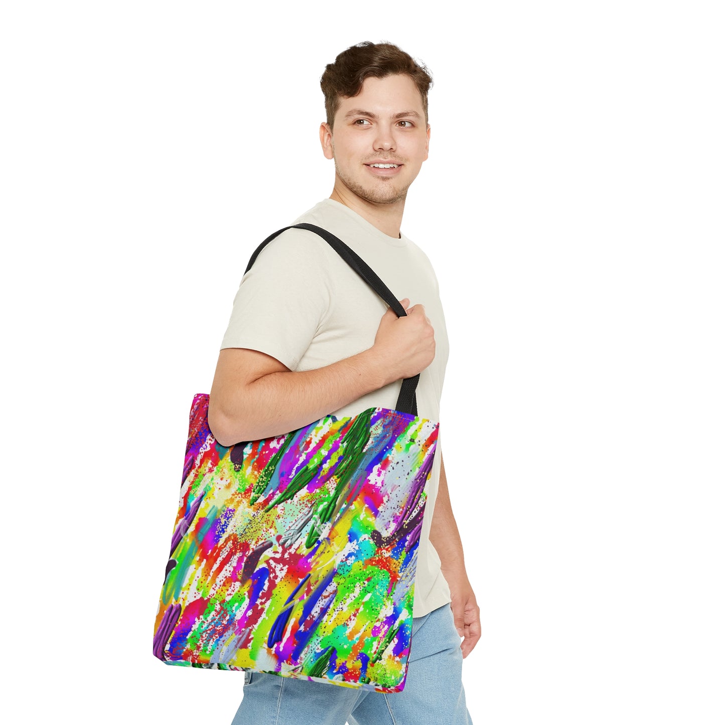 Rainbow Pride abstract art tote bag