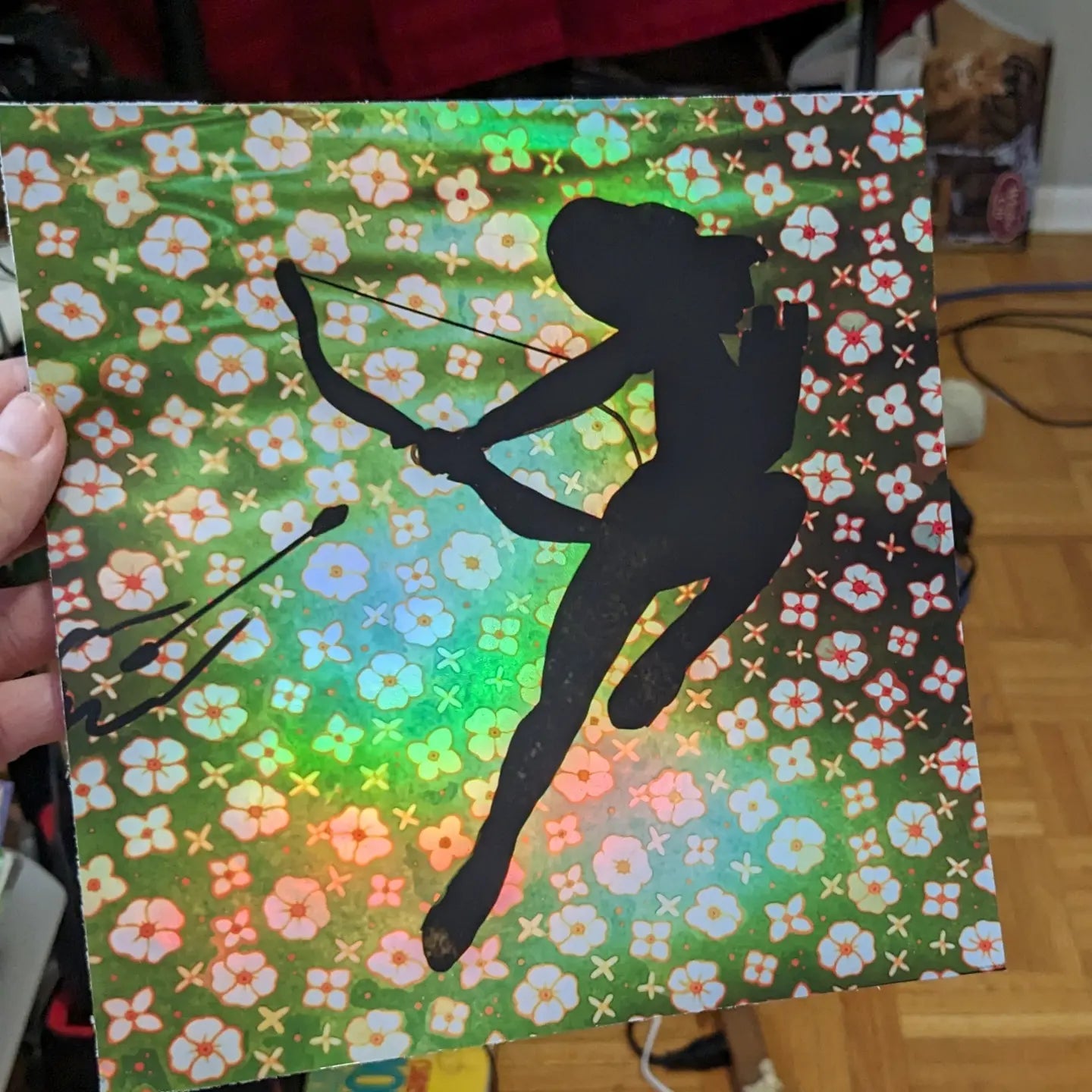 Holographic special edition archer silhouette print 8x8