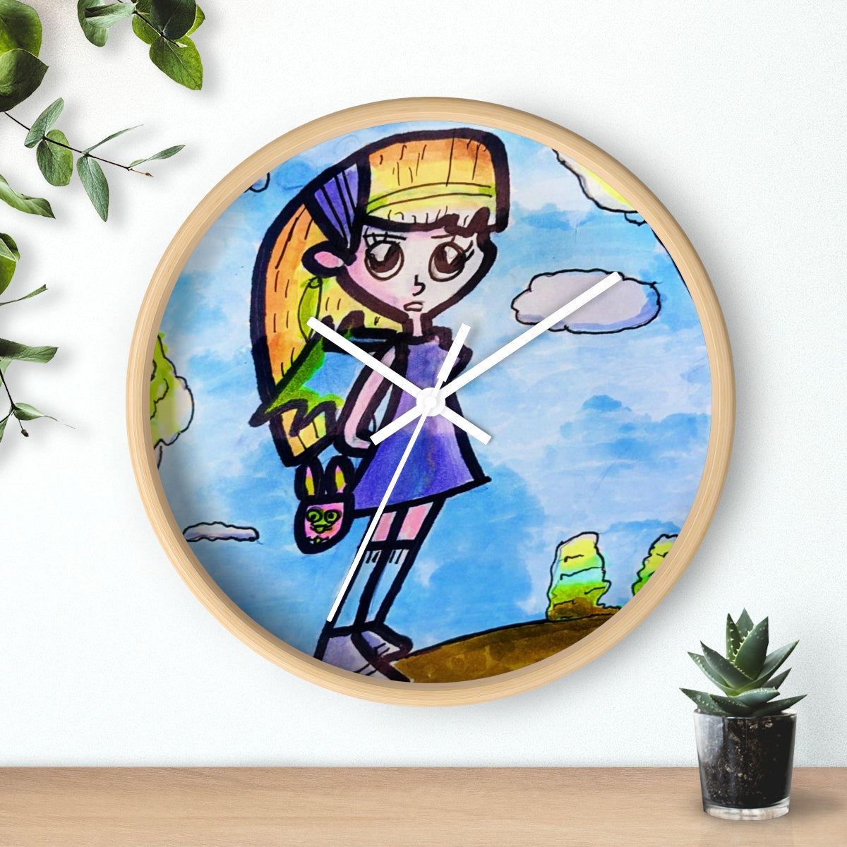 Cartoon girl bat Wall clock