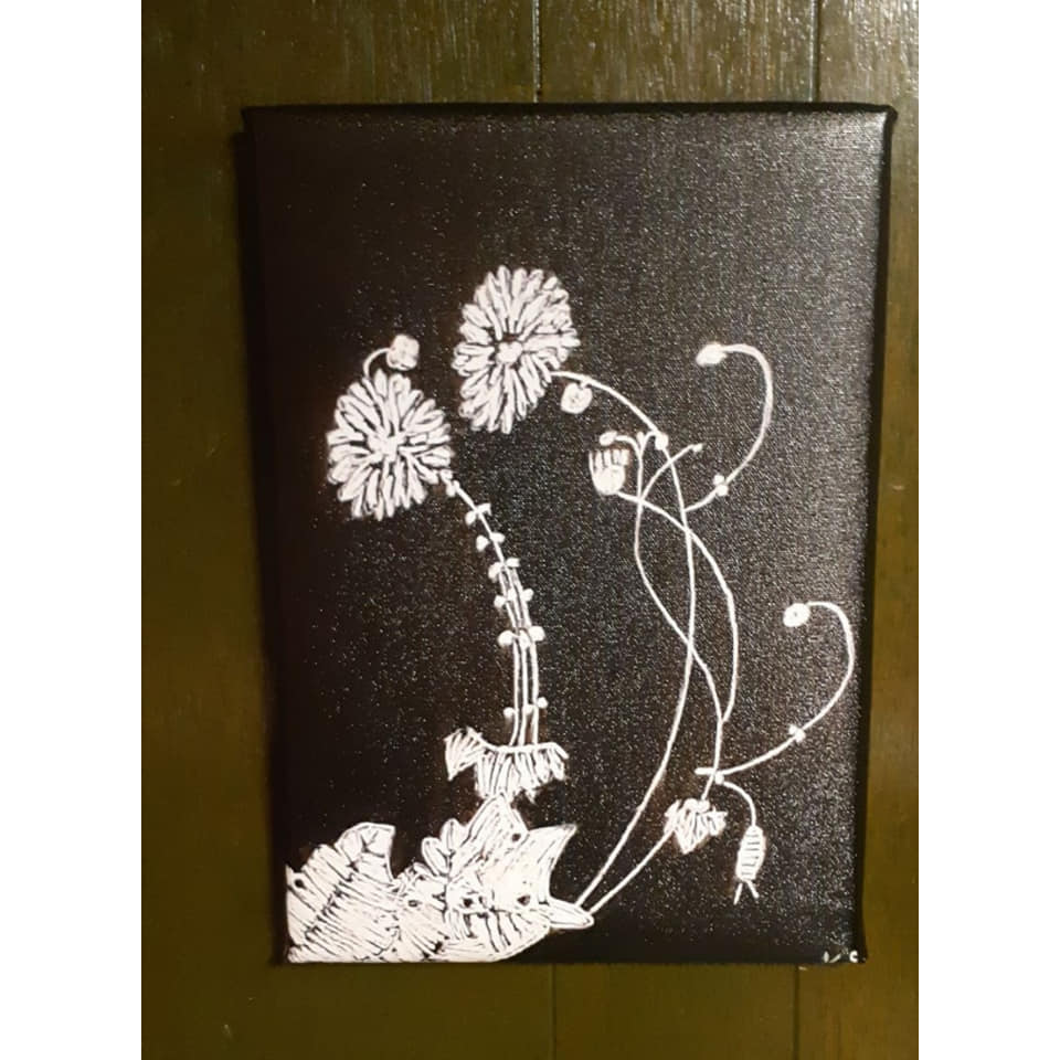 Impressionistic black and white flowers canvas print 9x12