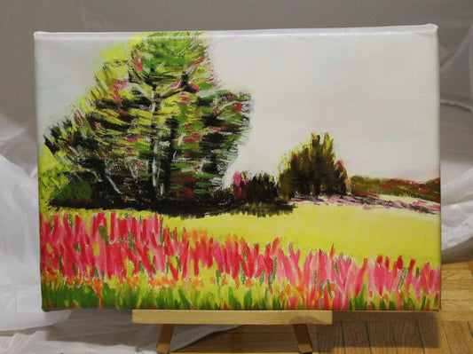 Original art impressionistic summer landscape canvas print 10x15
