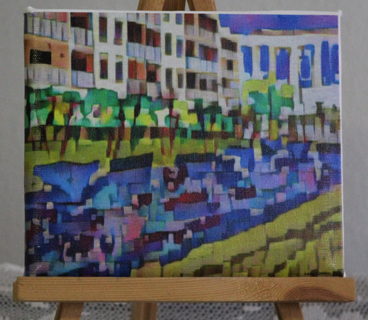 Port Canaveral hotel impressionistic landscape canvas print 7x7