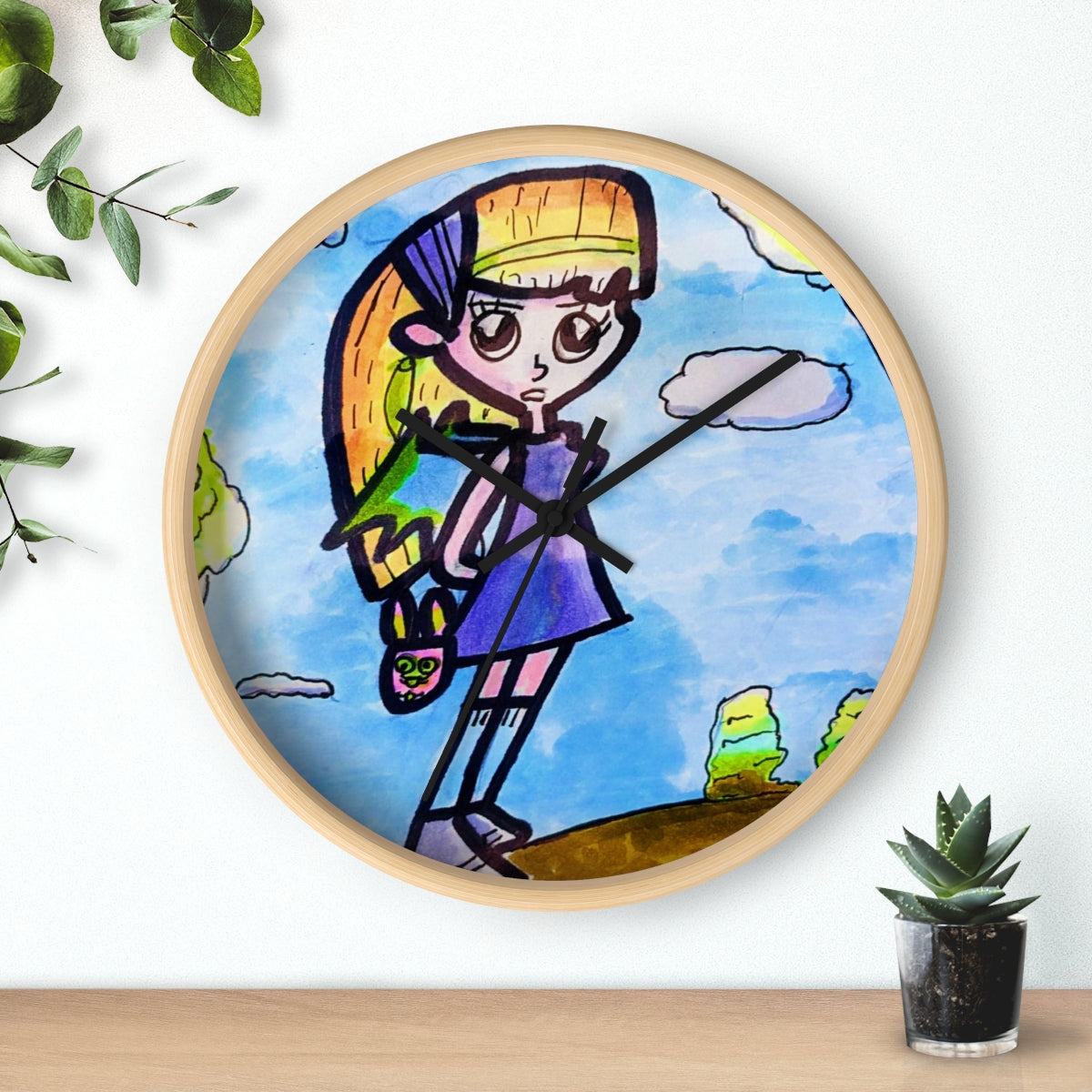 Cartoon girl bat Wall clock